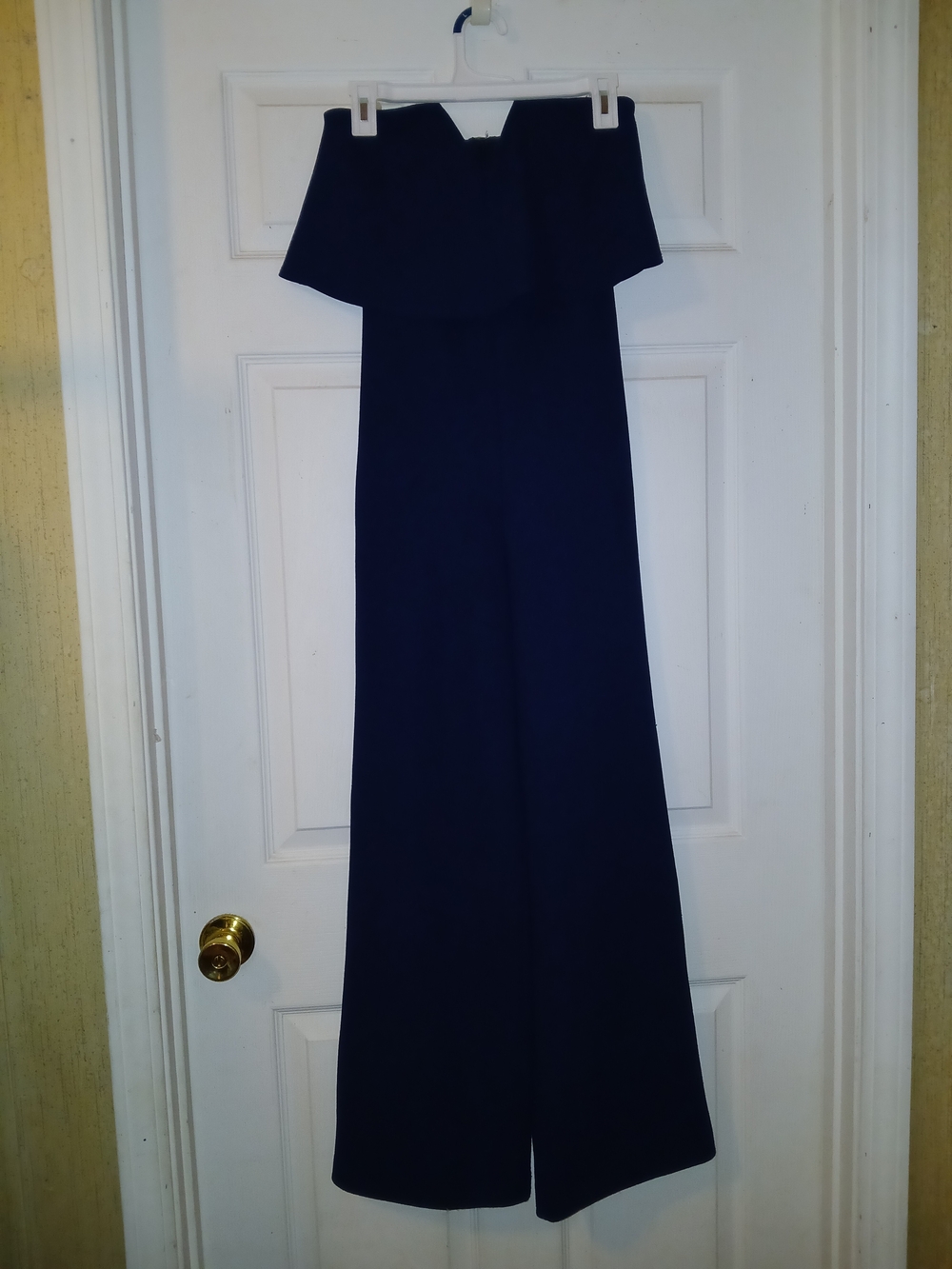 Lulu's Navy Off-Shoulder Wide-Leg Jumpsuit